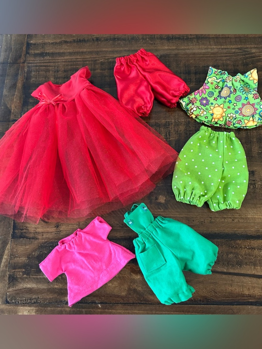 Set Of 3–12” Doll Clothes Designed To Fit Moulin Roty 12” Rag Doll— Handmade